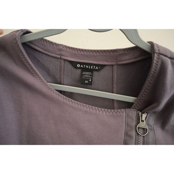Athleta S252-0042 Women's Sz 2XL Purple Asymmetrical Full Zip Moto Jacket - Picture 4 of 12